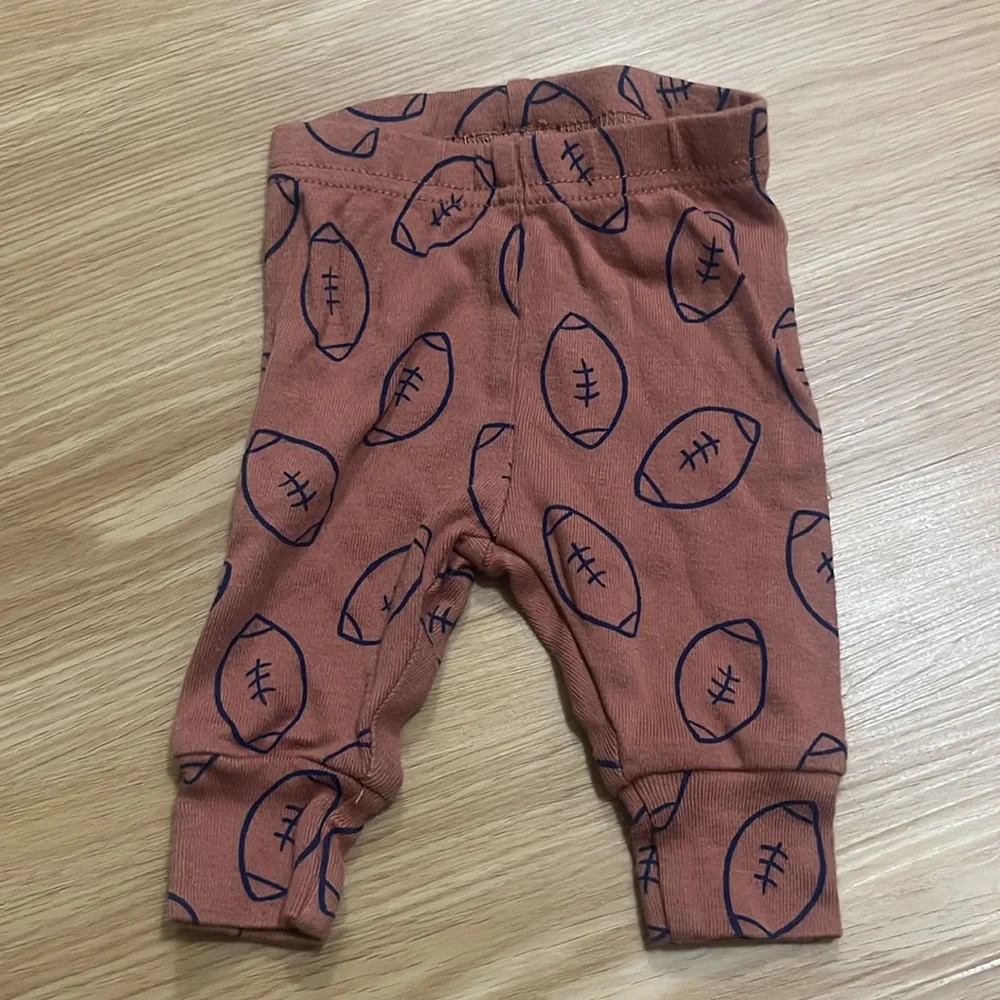 Carter's Navy and‎ Brown Thanksgiving Football Two Piece Bodysuit Set Newborn